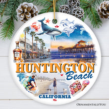 Load image into Gallery viewer, Huntington Beach Heritage Ornament, California Surf Culture Christmas Souvenir and Gift