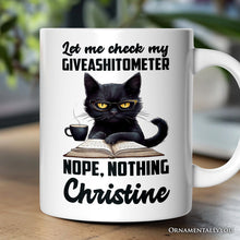 Carregar imagem no visualizador da galeria, I Could Not Care Less Cat Personalized Mug, Sarcastic Black Cat Gift With Custom Name
