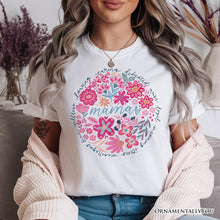 Carregar imagem no visualizador da galeria, Inspiring Floral Mama T-Shirt, White, Black and Natural Boho Tee for Strong and Loving Mothers