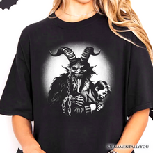 Carregar imagem no visualizador da galeria, Krampus Spooky Portrait T-Shirt, Horror Villain Theme Halloween Tee