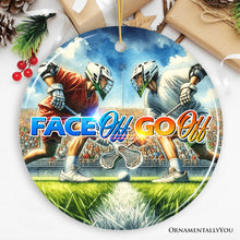 Carregar imagem no visualizador da galeria, Lacrosse Face Off Go Off Ornament, Christmas Gift and Tree Decor for Sport Lovers