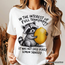 Carregar imagem no visualizador da galeria, Lemon Squeezy Raccoon T-Shirt, Funny White Tee for Sarcastic People