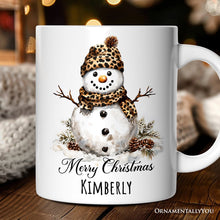 Carregar imagem no visualizador da galeria, Leopard Snowman Personalized Mug, Christmas Gift With Custom Name