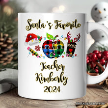 Carregar imagem no visualizador da galeria, Personalized Mug Autism Teacher Buffalo Plaid Christmas, Thank You Gift