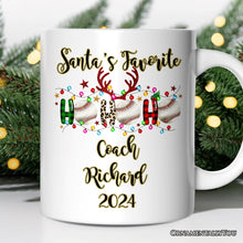 Carregar imagem no visualizador da galeria, Personalized Mug Baseball Buffalo Plaid Christmas, Ho Ho Ho Baseball Gift