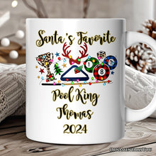 Carregar imagem no visualizador da galeria, Personalized Mug Billiards Buffalo Plaid Christmas, Pool Balls Snooker Gift