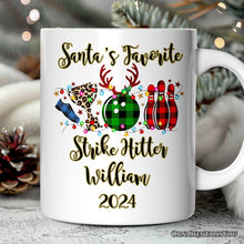 Carregar imagem no visualizador da galeria, Personalized Mug Bowling Buffalo Plaid Christmas, Ball Pins and Trophy