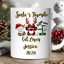 Carregar imagem no visualizador da galeria, Personalized Mug Cat Buffalo Plaid Christmas, Cat Mom Gift