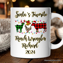 Carregar imagem no visualizador da galeria, Personalized Mug Farm Animal Buffalo Plaid Christmas, Farmhouse Gift