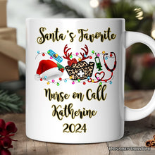 Carregar imagem no visualizador da galeria, Personalized Mug Plaid Nurse Christmas, Gift for Medical Assistants and Hospital Technicians