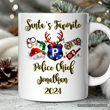 Carregar imagem no visualizador da galeria, Personalized Mug Police Officer Christmas Buffalo Plaid Christmas