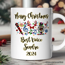 Carregar imagem no visualizador da galeria, Personalized Mug Singers Buffalo Plaid Christmas, Microphone Gift
