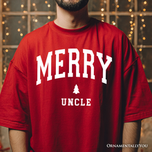 Carregar imagem no visualizador da galeria, Merry Uncle Retro Christmas T-Shirt, Matching Family Holiday Tee