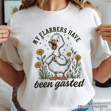 Carregar imagem no visualizador da galeria, My Flabbers Have Been Gasted Goose T-Shirt, White and Natural Funny Tee for Humorous Women
