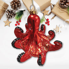 Carregar imagem no visualizador da galeria, Pacific Octopus Blown Glass Christmas Ornament, Sea Animal Creature