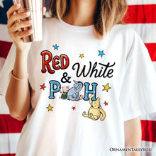 Load image into Gallery viewer, Patriotic 4th of July Red White & Proud T-Shirt, Cute Bear USA Stars Tee