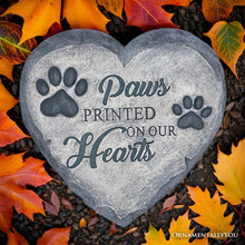 Carregar imagem no visualizador da galeria, Paws Printed on our Hearts Memorial Stepping Stone for Pet, 9.5" Dog Funeral and Pet Cemetery Decor