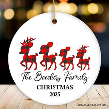 Carregar imagem no visualizador da galeria, Personalized Plaid Reindeer Family Ornament