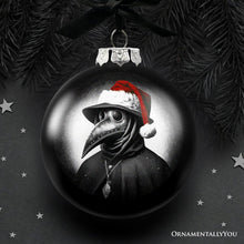 Load image into Gallery viewer, Plague Doctor Christmas Spooky Portrait Glass Ornament, Black Horror Halloween Tree Decoration