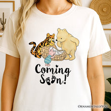 Carregar imagem no visualizador da galeria, Pregnancy Announcement With Pooh & Tiger T-Shirt, Coming Soon Tee for Expecting Moms