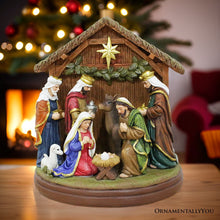 Carregar imagem no visualizador da galeria, Radiant Nativity Scene Handcrafted Statue Figurine, 7" Birth of Jesus Christian Home Decoration