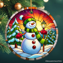 Carregar imagem no visualizador da galeria, Radiant Sunset Glow Snowman Ornament, Frosty Guardian for Holiday Cheer Gift and Decor