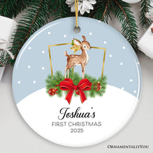 Carregar imagem no visualizador da galeria, Reindeer Baby's First Christmas Personalized Ornament