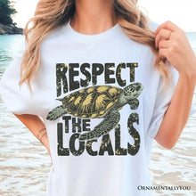 Carregar imagem no visualizador da galeria, Respect the Locals Turtles T-Shirt, Retro Grunge White and Natural Tee for Ocean and Beach Lovers