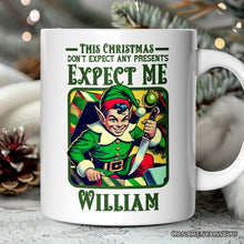 Carregar imagem no visualizador da galeria, Retro Killer Elf Christmas Personalized Mug, Funny Vintage Gift with Custom Name