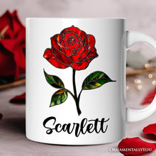 Carregar imagem no visualizador da galeria, Rose Stained Glass Personalized Mug, Love Blooms Like a Rose Custom Name Gift