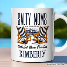 Carregar imagem no visualizador da galeria, Salty Moms Beach Club Personalized Mug, Retro Summer Cool Mothers Gift With Custom Name