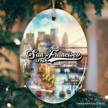 Load image into Gallery viewer, San Francisco Artistry Handmade Ceramic Christmas Ornament, California Art Souvenir