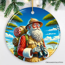 Carregar imagem no visualizador da galeria, Santa Claus on a Safari Adventure Ornament, Christmas Gift and Decor for Explorers
