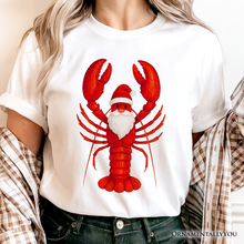 Carregar imagem no visualizador da galeria, Santa Claws Lobster T-Shirt, Funny Pun Coastal Christmas Holiday Tee