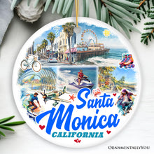 Load image into Gallery viewer, Santa Monica Resort Town Ceramic Ornament, California Coastal Christmas Souvenir and Decoration