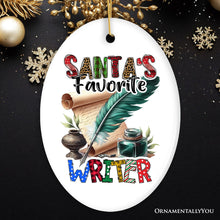 Load image into Gallery viewer, Santa's Favorite Writer Ornament, Christmas Appreciation Gift for Author