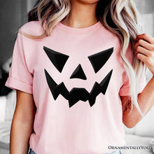 Load image into Gallery viewer, Scary Pumpkin Face T‑Shirt, Minimalist Tee with Spooky Flair