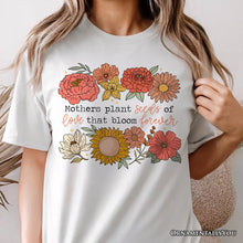 Load image into Gallery viewer, Seeds of Love Mama Floral T-Shirt, White, Natural and Black Retro Tee for Sentimental Mothers