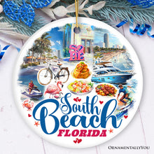 Carregar imagem no visualizador da galeria, South Beach Artistic Culture Christmas Ornament, Florida Souvenir and Gift
