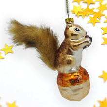 Carregar imagem no visualizador da galeria, Squirrel and Nut Glass Christmas Ornament