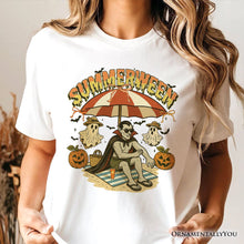 Load image into Gallery viewer, Summerween Vampire Dracula T-Shirt, Retro Halloween Beach Tee for Horror Spooky Summer Season