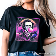 Load image into Gallery viewer, Synthwave 80's Styled Edgar Allan Poe Horror T-Shirt, Vaperwave Classic Retro Neon Halloween Tee