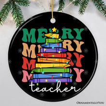 Carregar imagem no visualizador da galeria, Teacher's Colorful Crayon Christmas Tree Ornament, Fun and Festive Educator Gift