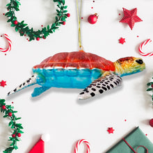 Load image into Gallery viewer, Sea Turtle Glass Christmas Ornament