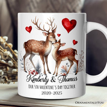 Carregar imagem no visualizador da galeria, Valentine Deer Anniversary Personalized Mug for Couple, Together Keepsake Romantic Gift