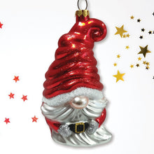 Carregar imagem no visualizador da galeria, Vibrant Santa Gnome Glass Christmas Ornament