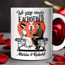 Load image into Gallery viewer, Vintage Frankenstein and Bride Personalized Mug for Couple, We Were Made for Each Other Vintage Romantic Gift With Custom Names