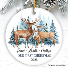 Carregar imagem no visualizador da galeria, Watercolor Family Deer Christmas Personalized Ornament