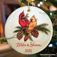 Carregar imagem no visualizador da galeria, Winter Cardinal Couple Personalized Ornament