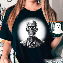 Load image into Gallery viewer, Zombie Spooky Portrait T-Shirt, Horror Villain Theme Halloween Tee